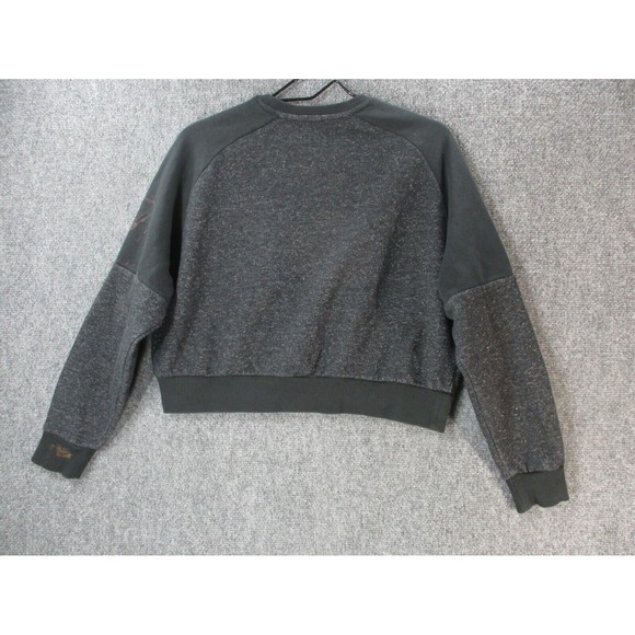 Converse Crop Sweatshirt Womens Small *Flaw Black Silver Foil Block Letter Logo - Picture 11 of 11